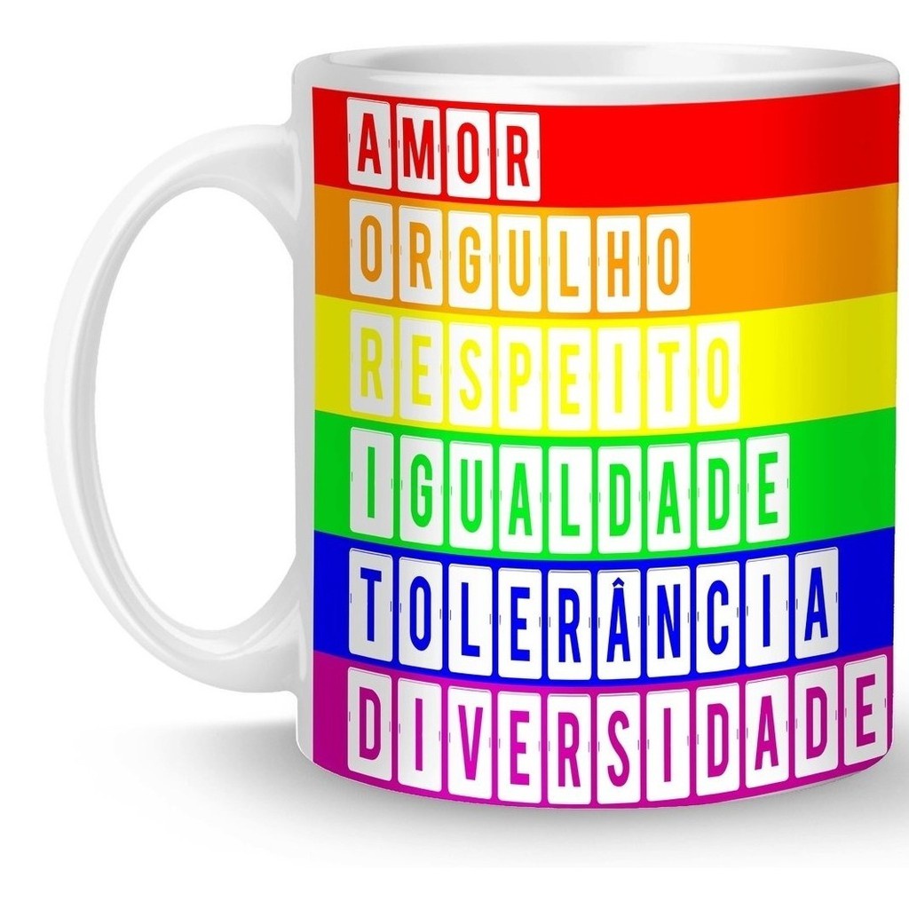 Caneca Branca Frases Lgbt Amor Humor Respeito Colorida Arco Iris Shopee Brasil