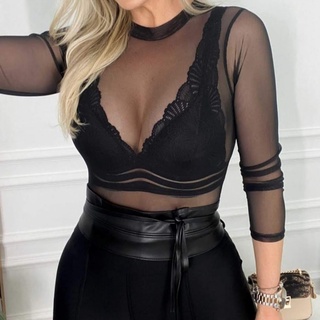 Body de Tule Feminino Manga Longa