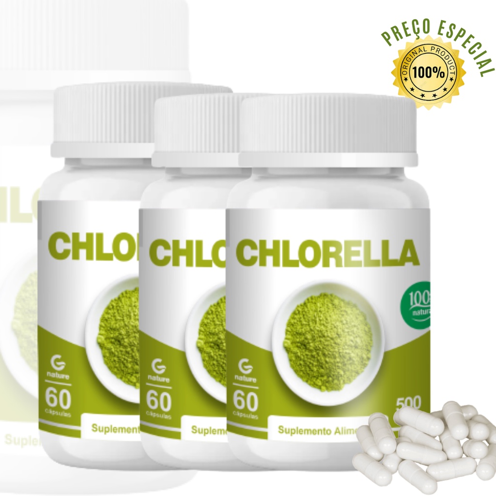 Kit 3 Chlorella 60Cápsulas 500mg Genature