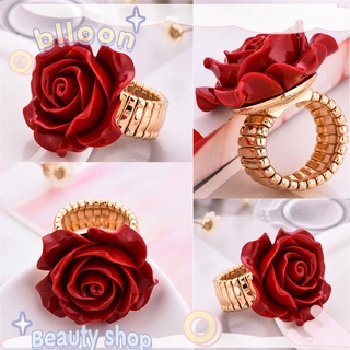 Anel De Resina Feminino Ajustável Flor Rosa Para Festa De Casamento