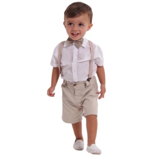 Roupa de BATIZADO infantil conjunto pajem menino festa batismo acompanha camisa, gravata, bermuda em Oferta na Shopee