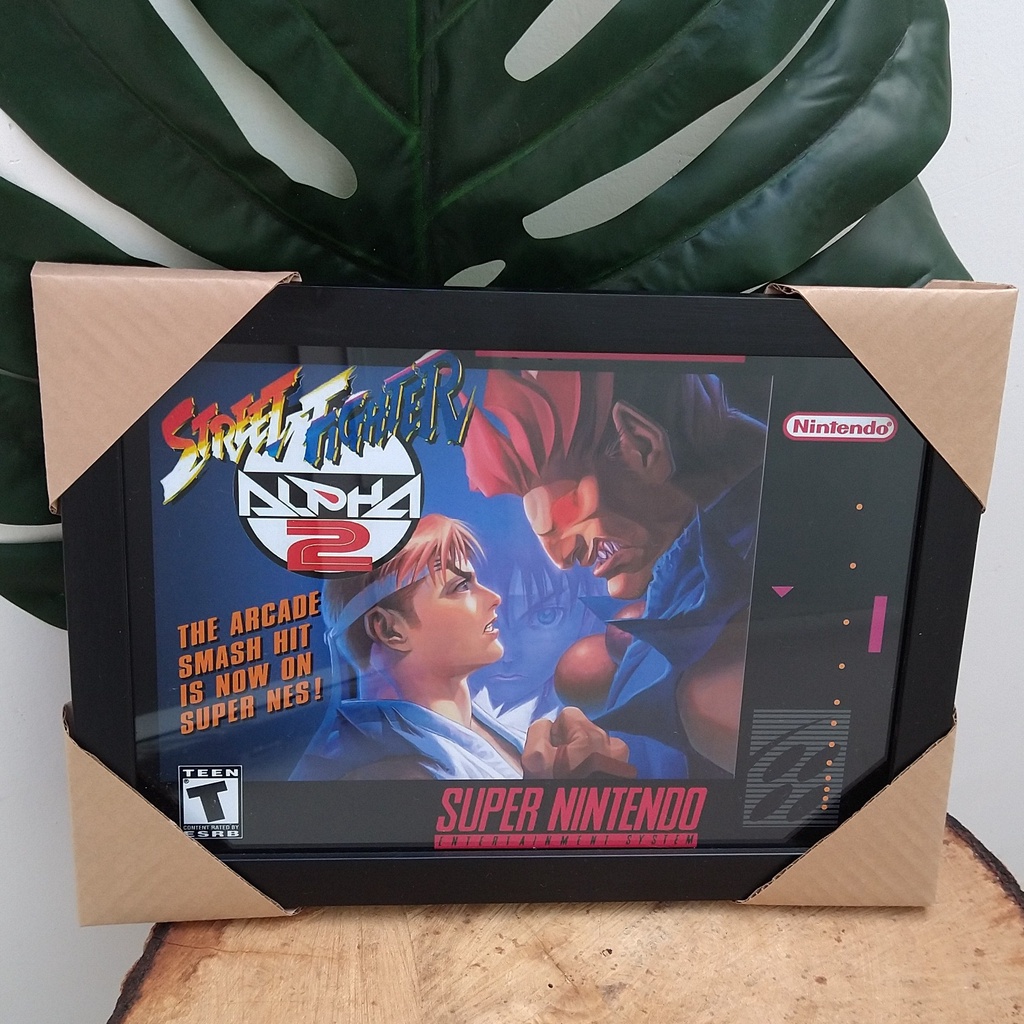 Quadro Decorativo com moldura Street Fighter Alpha 2 Ryu Akuma Super Nintendo gamer geek pôster