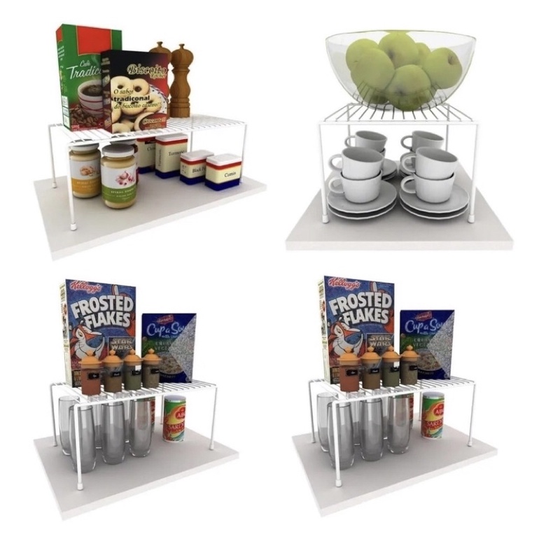 Kit 4 Organizador Armário Cozinha Prateleira Aramado Aço Perfeito