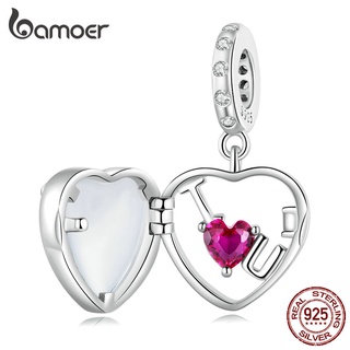 Bamoer 925 Pingente De Prata Retráctil Amor Pendurado Moda DIY Acessórios Para Pulseira E Colar