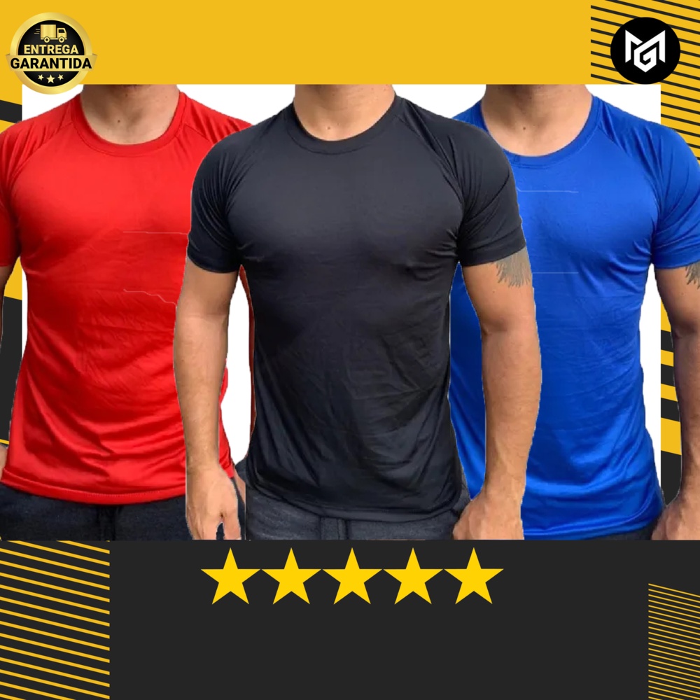 Kit 5 Camiseta Masculina Dry Fit Malha Fria Treino Academia Fitness  Esportes Exercícios Corrida Casual - Escorrega o Preço