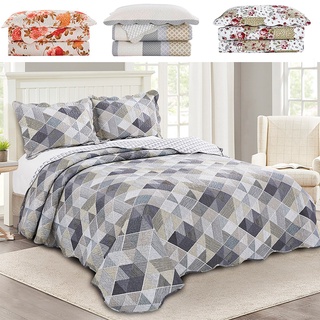 Colcha Cobre Leito Casal 3 Peças Dupla Face Estampada Camesa