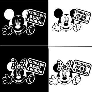 Adesivo Bebê a Bordo Mickey / Minnie para Automoveis . em Oferta na Shopee