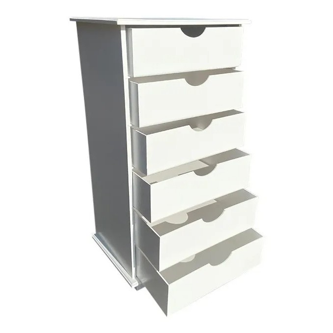 Organizador Gaveteiro 6 Gavetas Mdf Branco Organiza Papeis