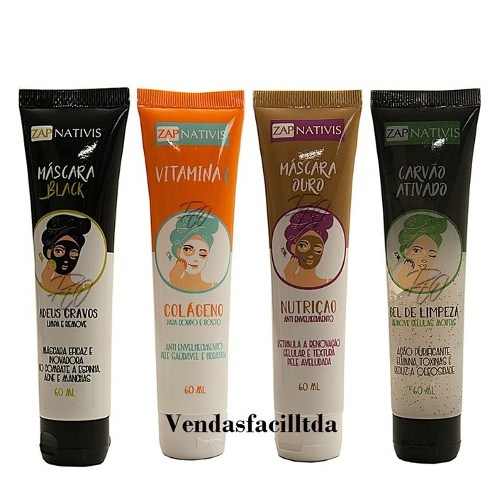 Máscara Facial Skin Care Kit Com 4 Tratamentos Profissional Carvão