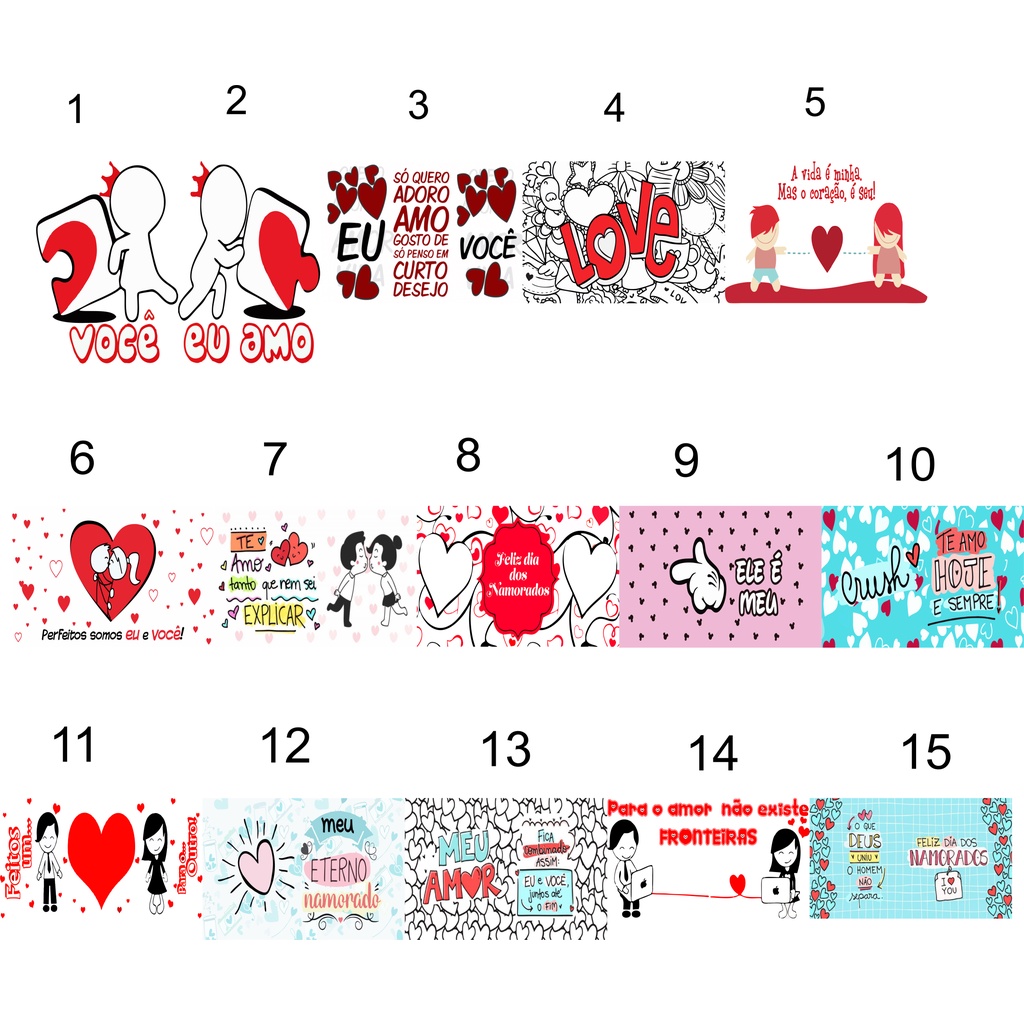 15 Estampas Impressa Prontas Sublimação Camiseta Dia Dos Namorados