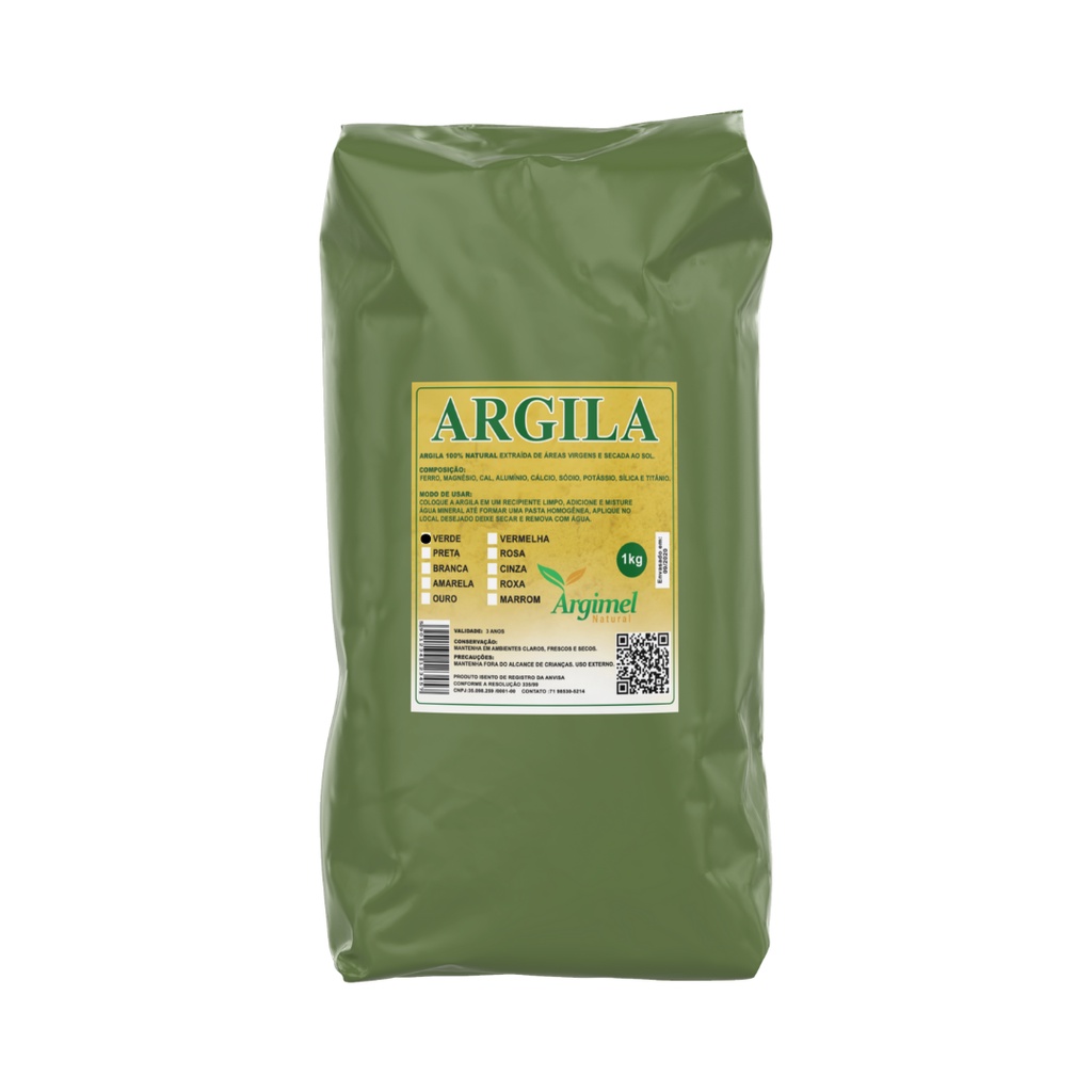 Argila Verde1kg para Rosto, Cabelo e Corpo (Natural e Esterilizada) - Skin Care, Máscara facial