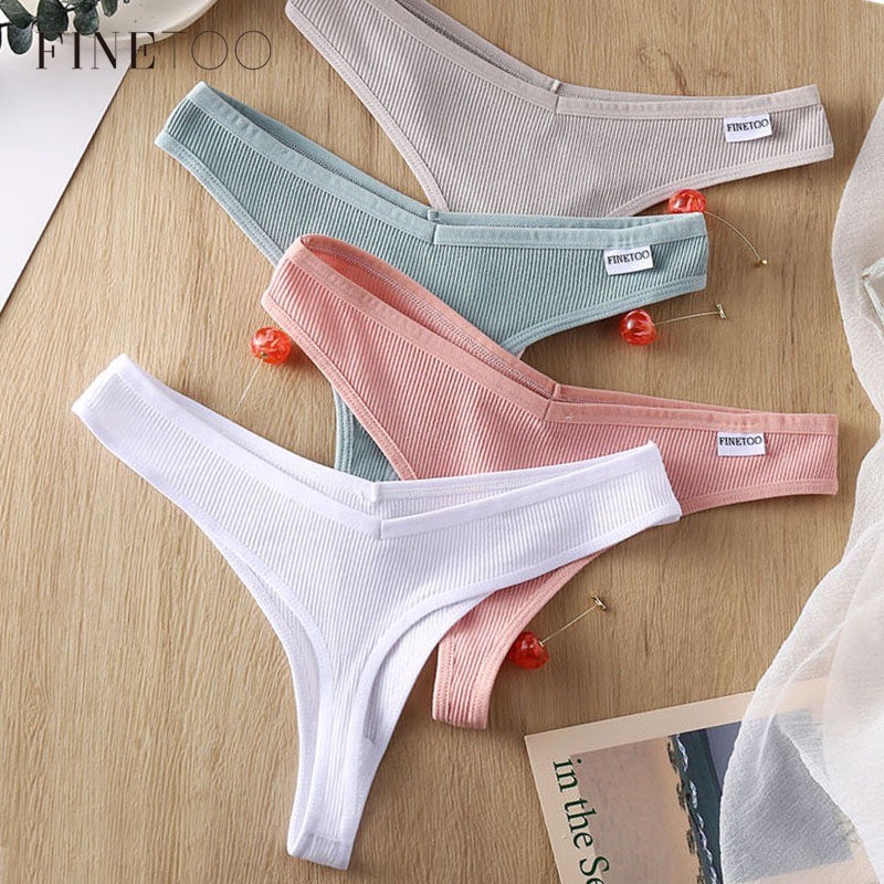 FINETOO Calcinha Fio Dental Sexy Cintura Baixa Para Mulheres Intimate