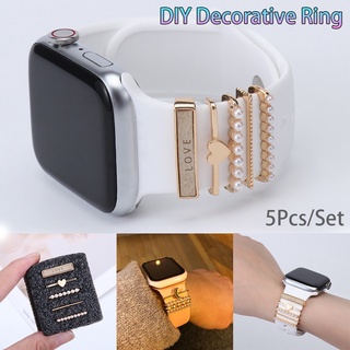 Para A Apple Faixa De Relógio Encantos De Metal Decorativo Anel De Diamante Ornamento Acessórios Cinta Inteligente iwatch S7 6 5 4 3 2