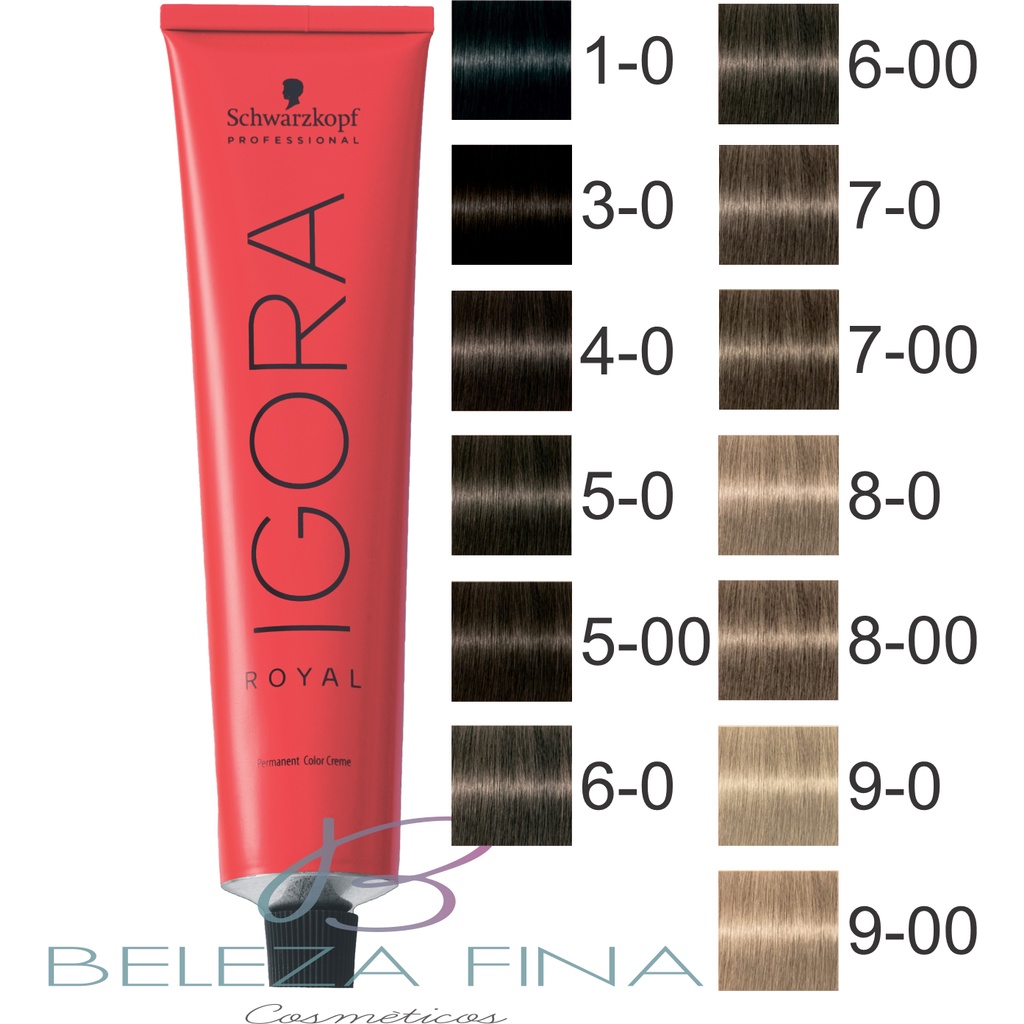 Coloração Igora Royal 60g - Schwarzkopf Professional - (ESCOLHA) 1-0 , 3-0 , 4-0 , 5-0 , 5-00 , 6-0 , 6-00 , 7-0 , etc em Oferta na Shopee
