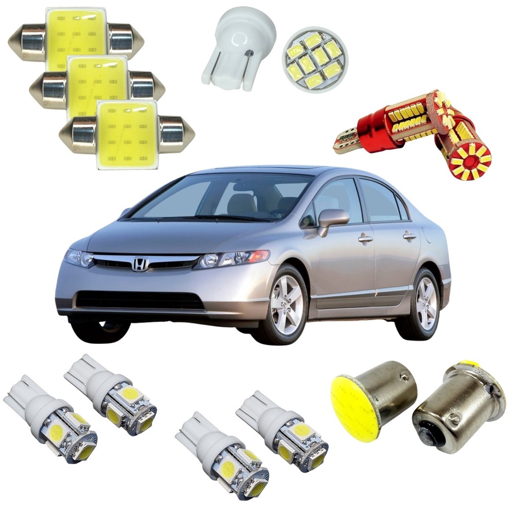 Kit Lâmpadas Led Cob Pingão Cambus 57 Leds Torpedo De Placa Farolete Teto Ré Porta Mala Porta Luva Para Honda Civic