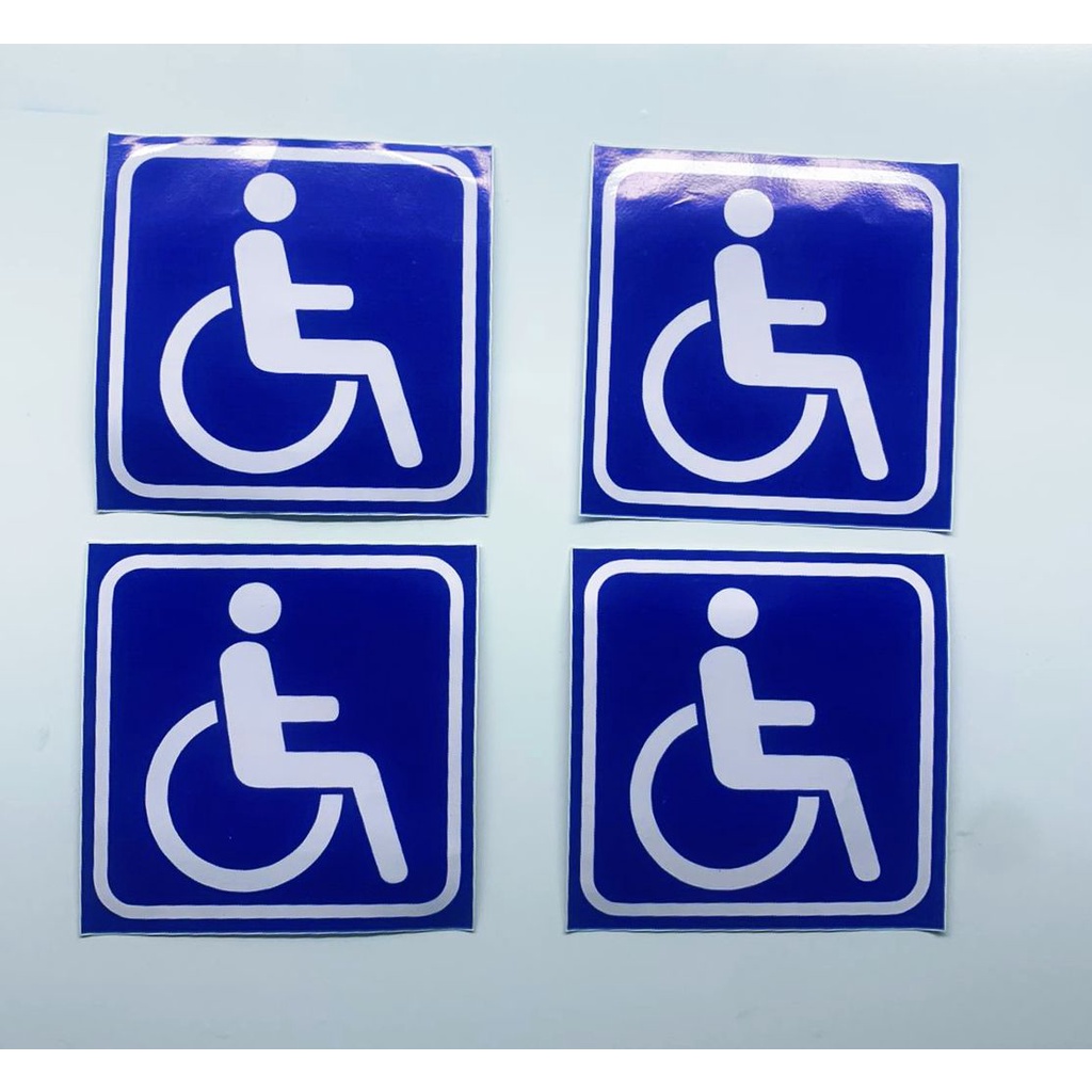 Adesivos PCD Cadeirante Aviso Para Vidro de Carro uso externo ou Carenagem de Moto 4 Unidades