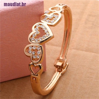 Bracelete Feminino Banhado A Ouro Com Cristal