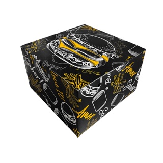100 Caixa Embalagem Box Hambúrguer Artesanal Delivery Lanche Gourmet Preto Branco em Oferta na Shopee