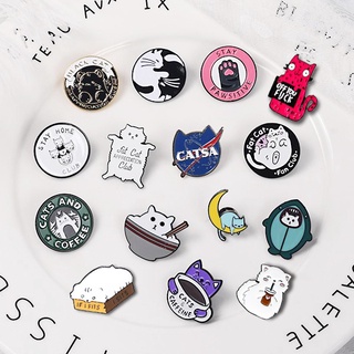 Broche De Gatinho De Metal Com Desenho De Gatos / Esmaltado / Pin / Pata De Gato / Redondo Para Presente