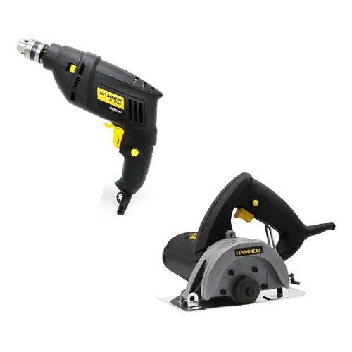 Kit Serra Marmore + Furadeira Parafusadeira Impacto Hammer