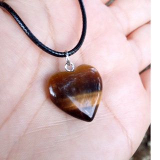 Colar Olho de Tigre Pedra Coração lapidado em Oferta na Shopee