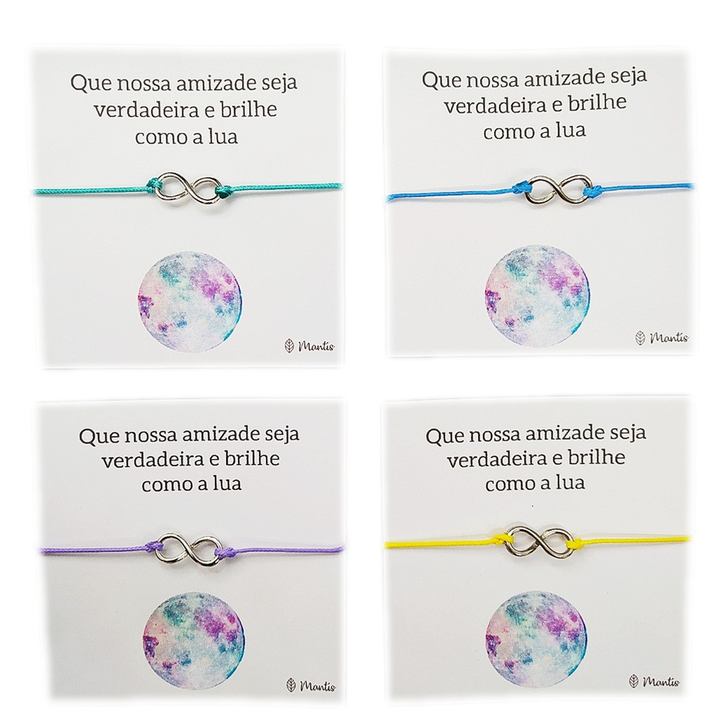 Kit 4 Pulseiras Da Amizade Simbolo Infinito Colorida Lua PROMOÇÃO NATAL |  Shopee Brasil