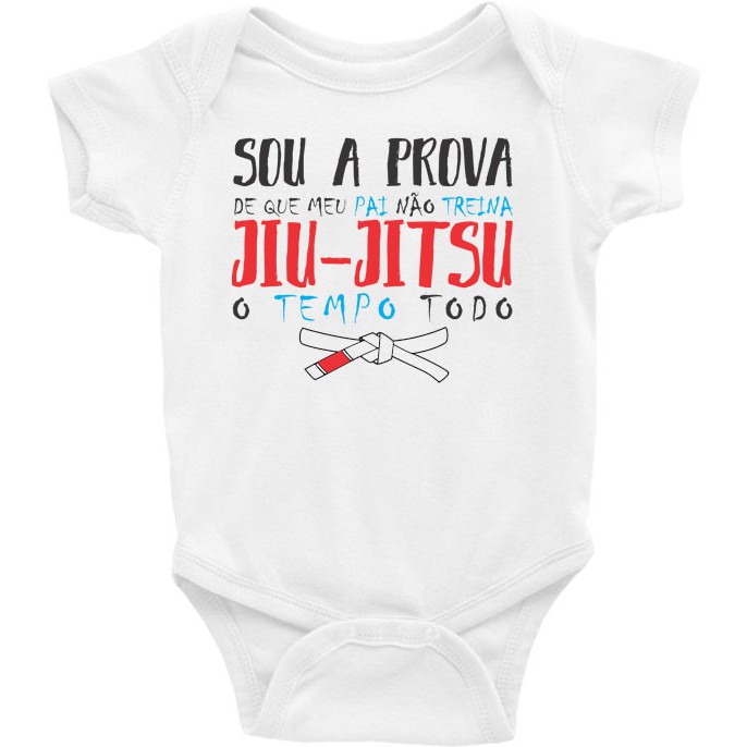 Roupa Body Bebê bebe infantil  Sou A Prova De Que O Papai Não Treina Jiu-jitsu o tempo todo Texto Azul