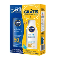 Kit Protetor Solar Nivea Sun Protect & Hidrata FPS50 200ml + GRÁTIS Kids Sensitive FPS60 100ml