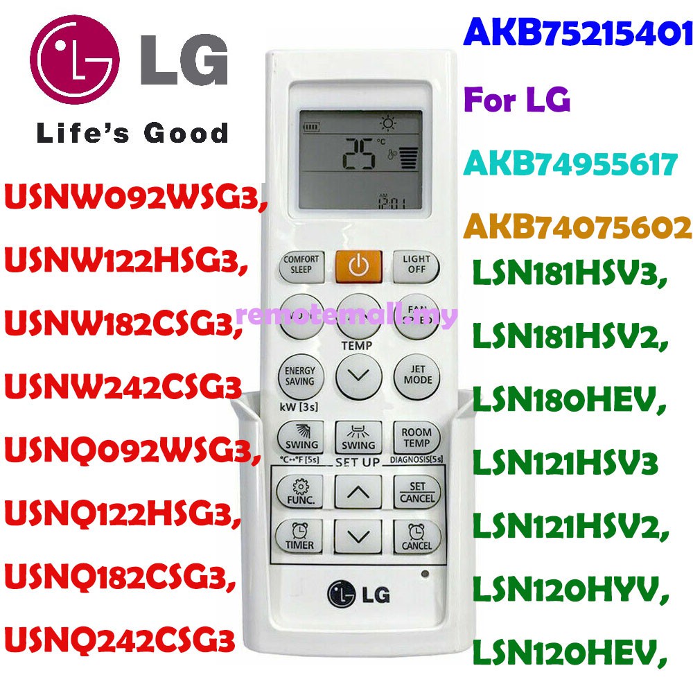 ANWBBRZ Novo AKB75215401 Para Controle Remoto Do Ar Condicionado LG AC AKB74955617 Akb AKB74075602 USNW092WSG3 LVNC54BLLA0 . ANWZLAZ