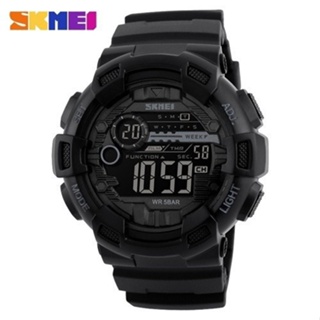 Skmei 1243 Relógio masculino esportivo ao ar livre multifuncional à prova d'água pulseira de PU LED display cronógrafo relógio em Oferta na Shopee