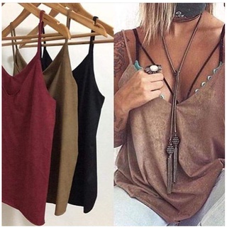 blusa feminina suede de alça moda