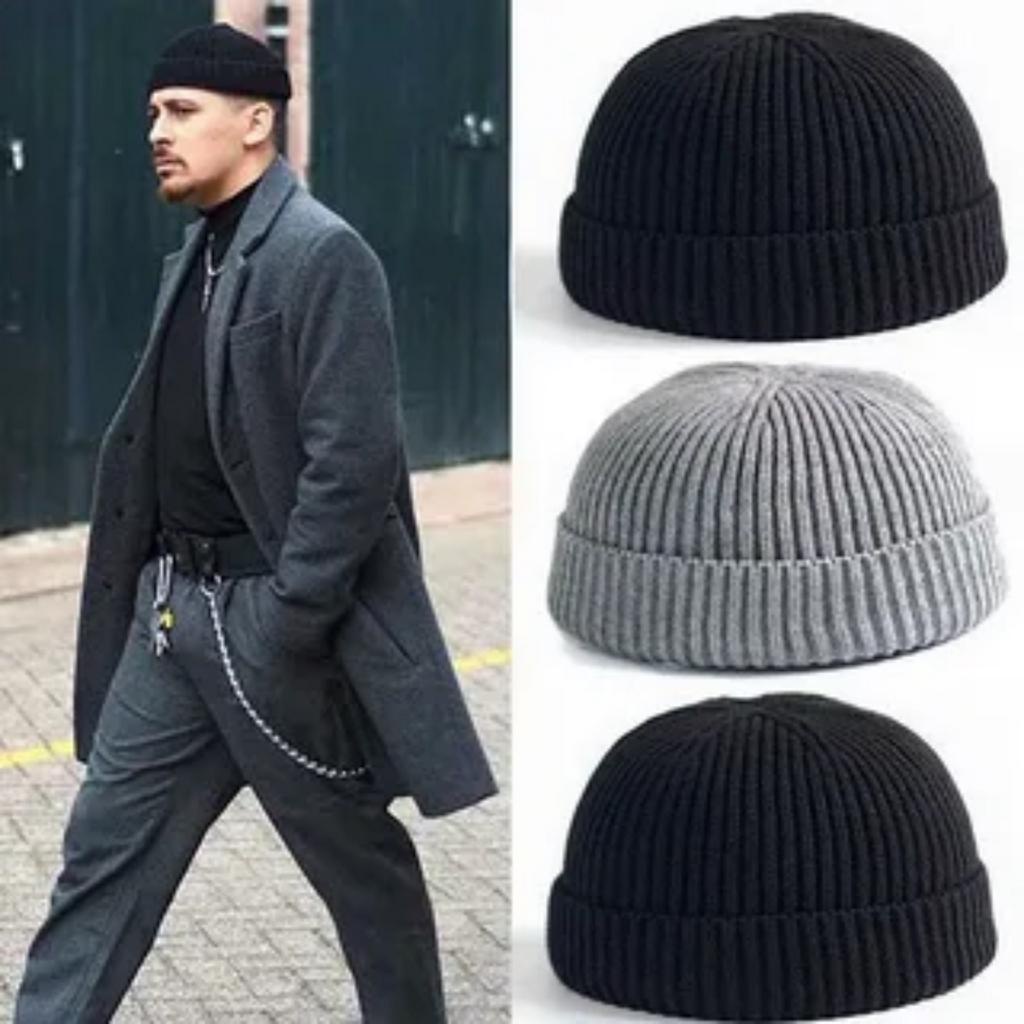 touca masculina lenhador marinheiro gorro de inverno preto lã grosso excelente qualidade