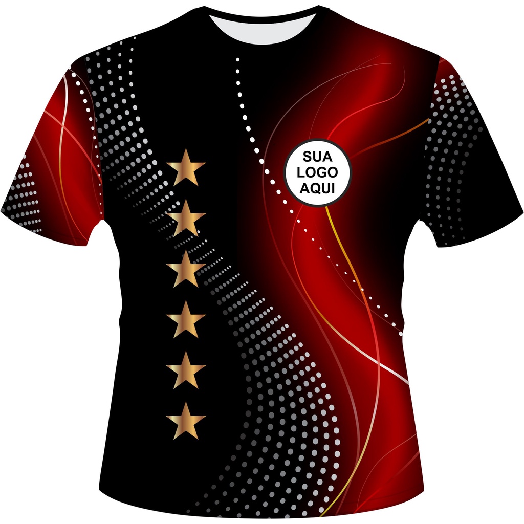 Camisa Futebol Torcida Basquete Volei Time Jogo Varzea Preta e Vermelha coloque envie sua logo 229-3