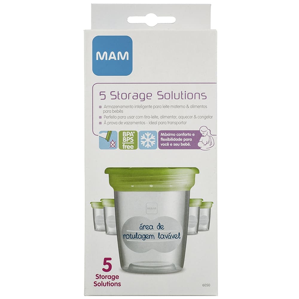Kit 5 Copos Potes Com Tampa Para Armazenar Leite Papinha MAM