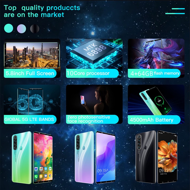 Smartphone Note80 Além Disso Smart Phone 5.8 Polegada 6 Gb De RAM + 128 ROM Dual Sim Celular Rosto Desbloquear Celulares