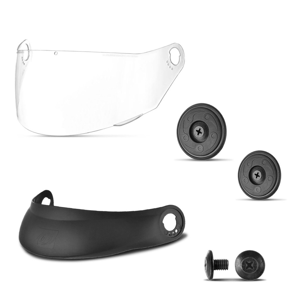 Kit Viseira Pala Botões Parafusos Reparo Completo para Capacete Protork Compact Summer Masculino Feminino Abertos Personalizados Adultos Protetor Facial Olhos Articulado Escamoteável Robocop Etceter Mixs Sertões R8 Fechado Ultra Bikes Nos Kawasaki