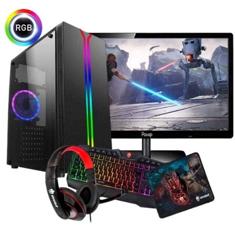 Pc Gamer G5400, Rx550 + Monitor E Kit Teclado E Mouse