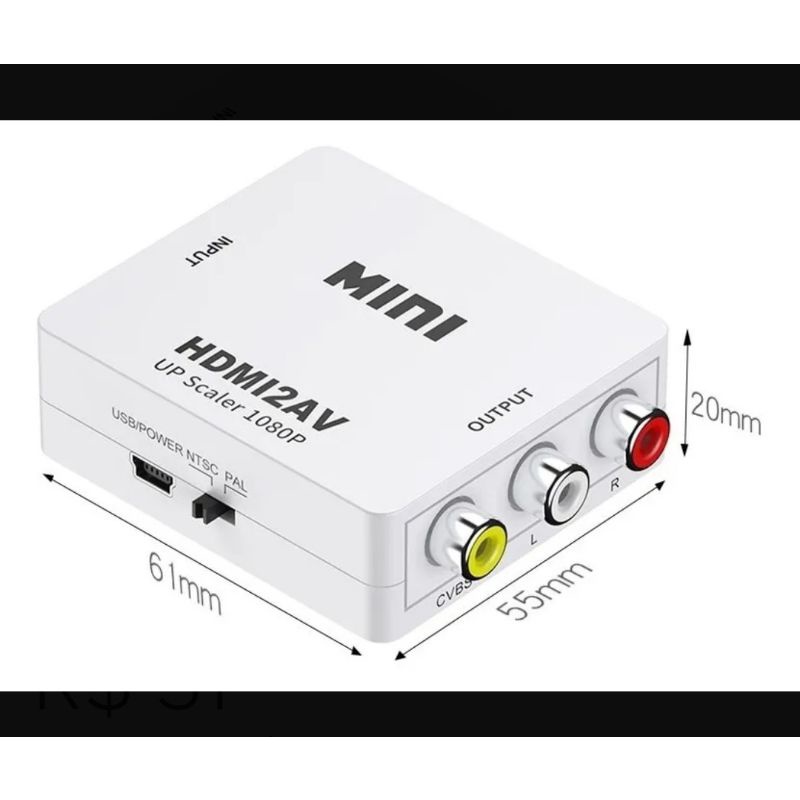 Mini Conversor Hd De Vídeo Entrada Hd-mi Saida Av2 Rca