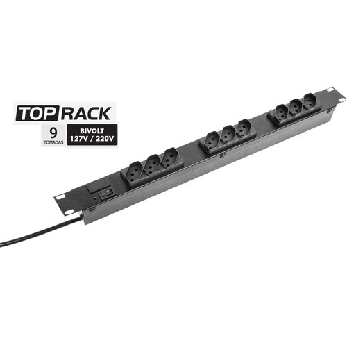 Régua Filtro De Linha Top Rack 9 Tomadas Cftv Profissional