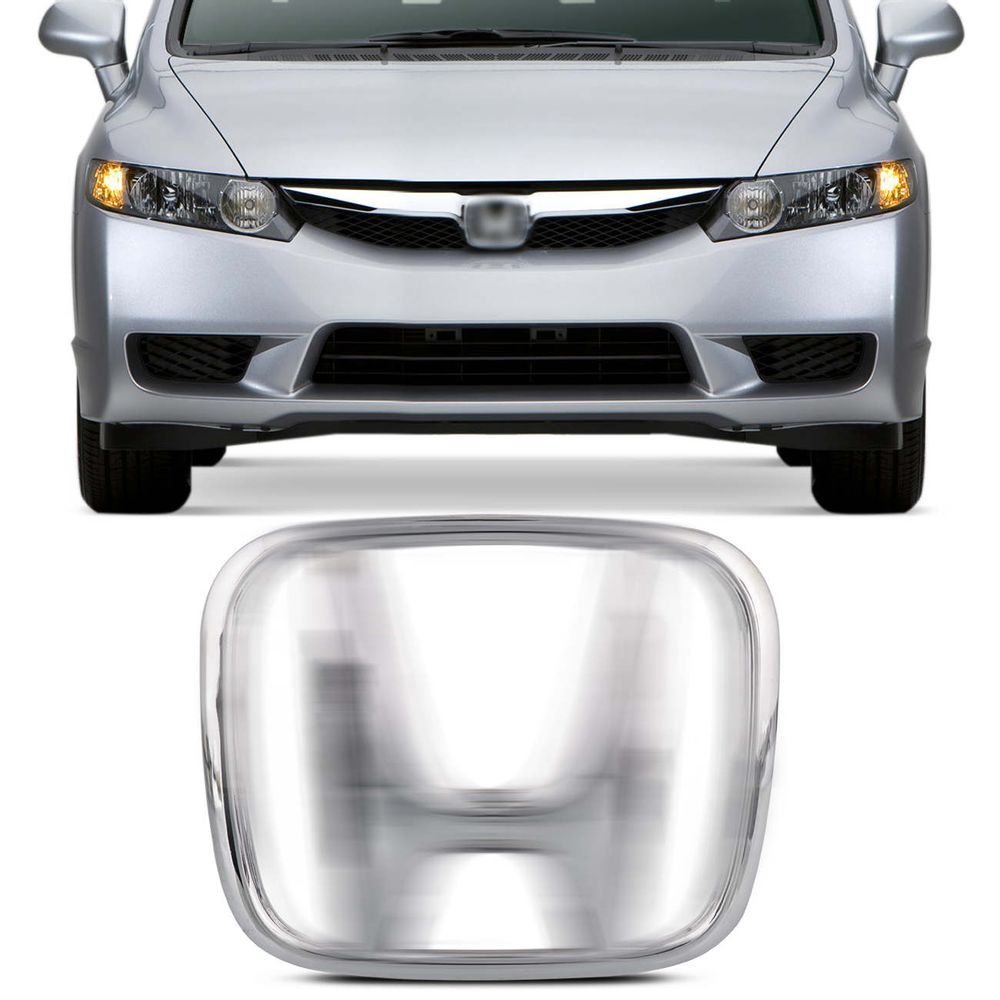 Emblema Grade Dianteira Honda New Civic 2007 a 2011 New Fit Cromado Aplicação na Grade