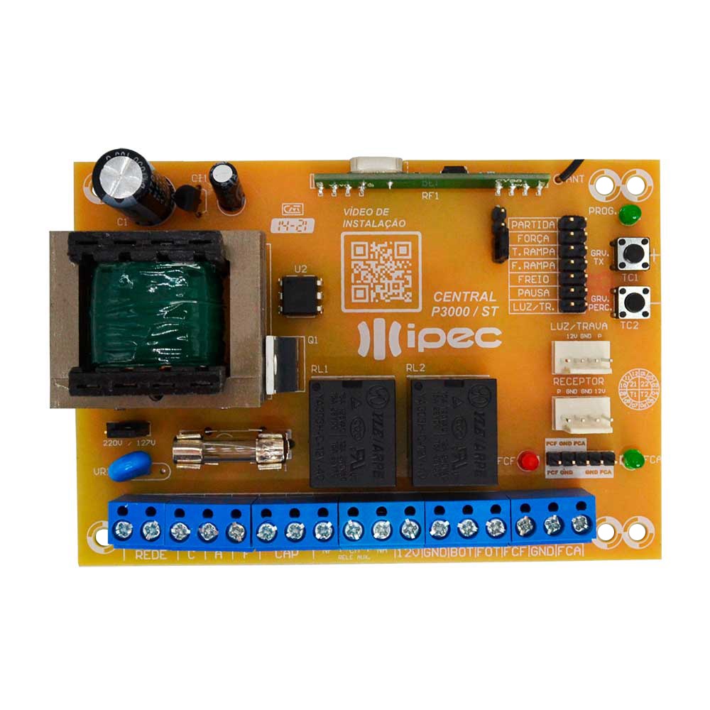Central Placa Comando P3000 Portão Motor Eletronico Basculante 4 Trimpots Garen