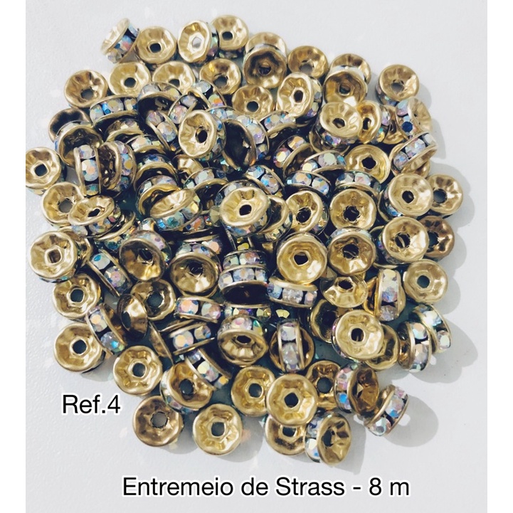 Entremeio Strass 8mm (20 Unidades) para Pulseiras, Laços e Tiaras