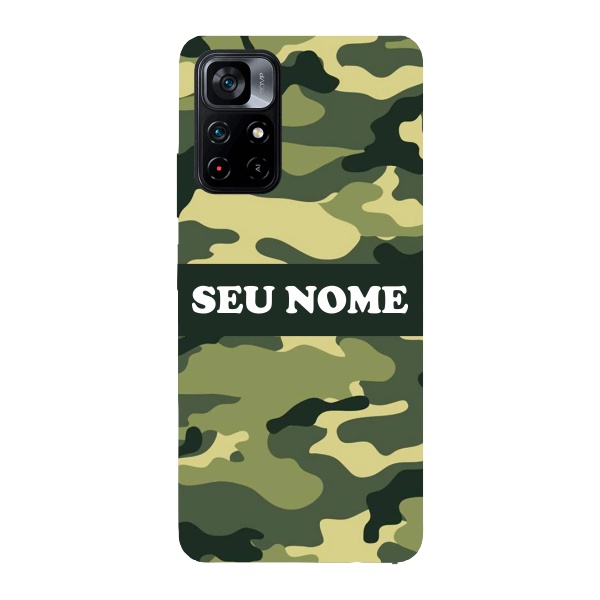 Capinha para Xiaomi Poco M4 Pro 5G Anti Impacto Personalizada - Camuflado Verde com nome