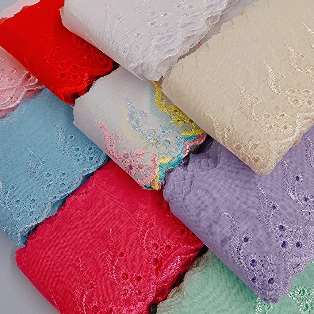 Bordado Inglês Largo - Lese - 7,5cm de Largura - Peça com 13,70 Metros - Laise em Oferta na Shopee