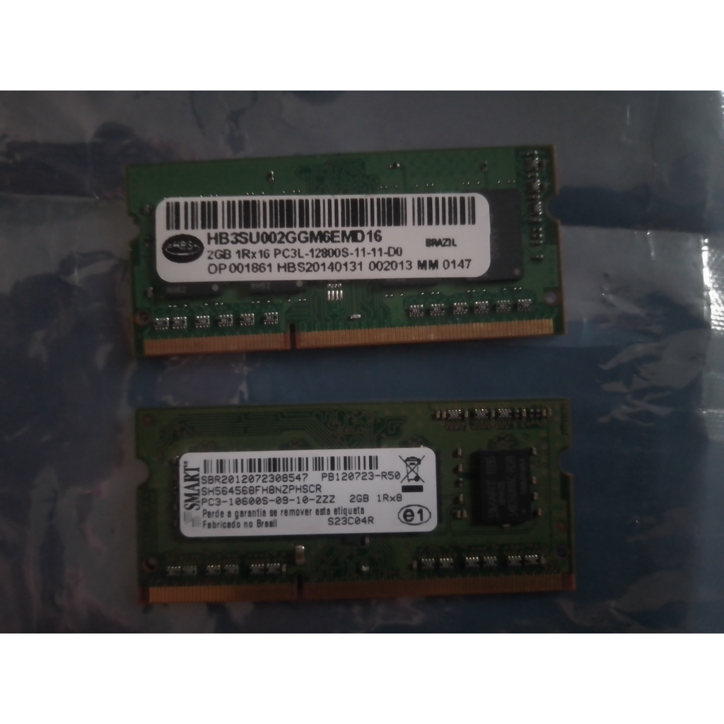 Kit 2 Unidades Memoria Ram Notebook 2x2GB DDR3 - HBS & SMART