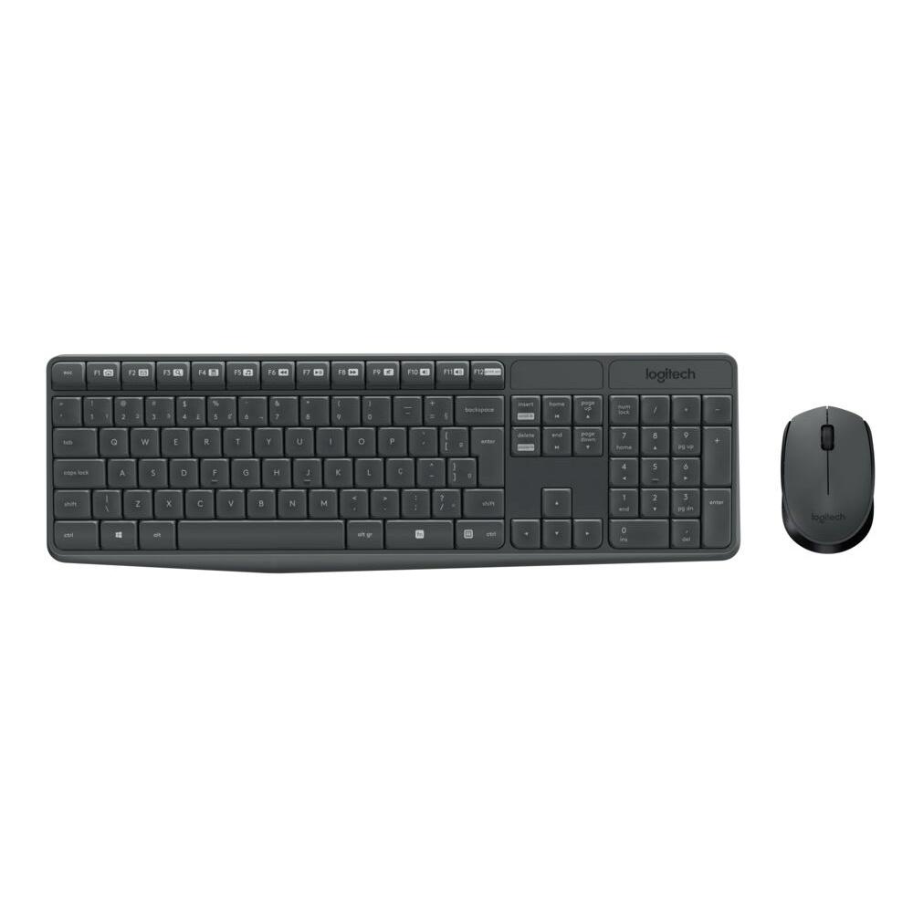 Combo Teclado e Mouse sem fio Wireless Logitech MK235 Cinza