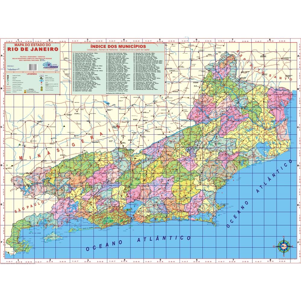 Mapa Político Rodoviário E Turístico Do Estado Do Rio De Janeiro