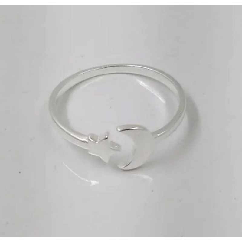 Anel Feminino Regulável🌙 LUA e  ESTRELA 🌟 de PRATA de Lei 925 Original