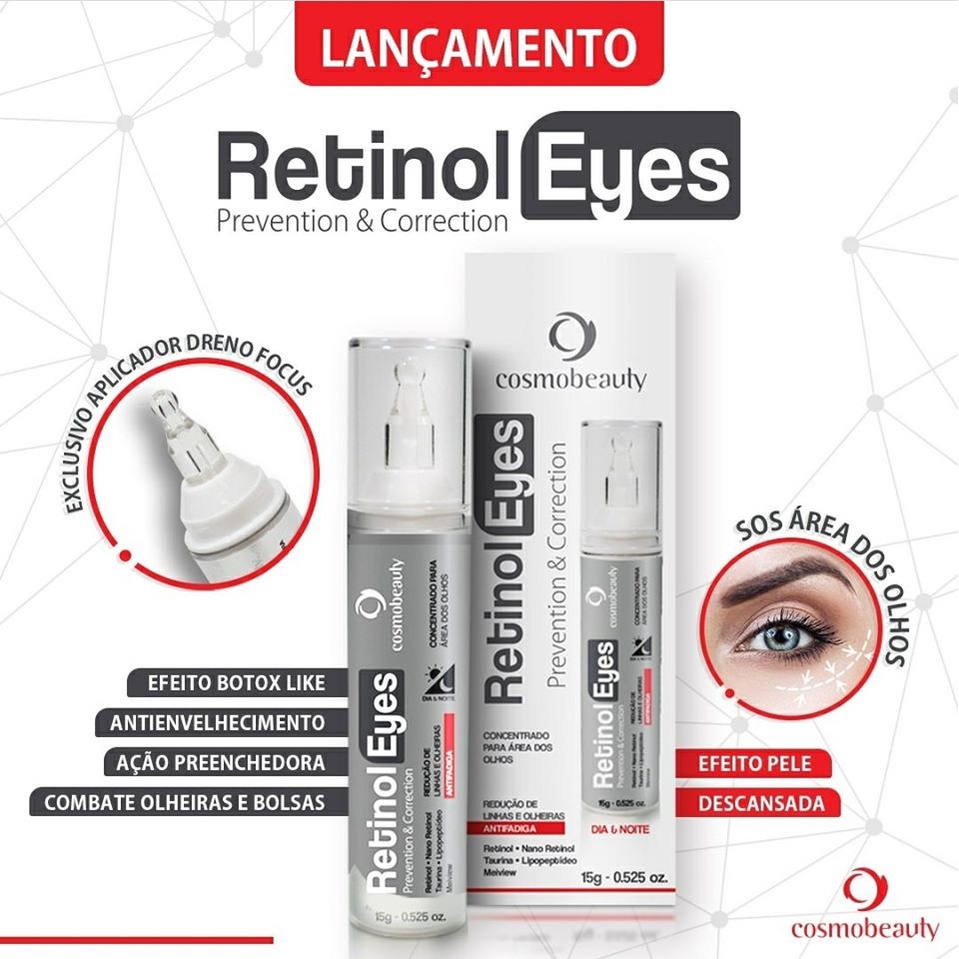Retinol Eyes Concentrado Área dos Olhos Cosmobeauty 15g Retinol Eyes Concentrado Área dos Olhos