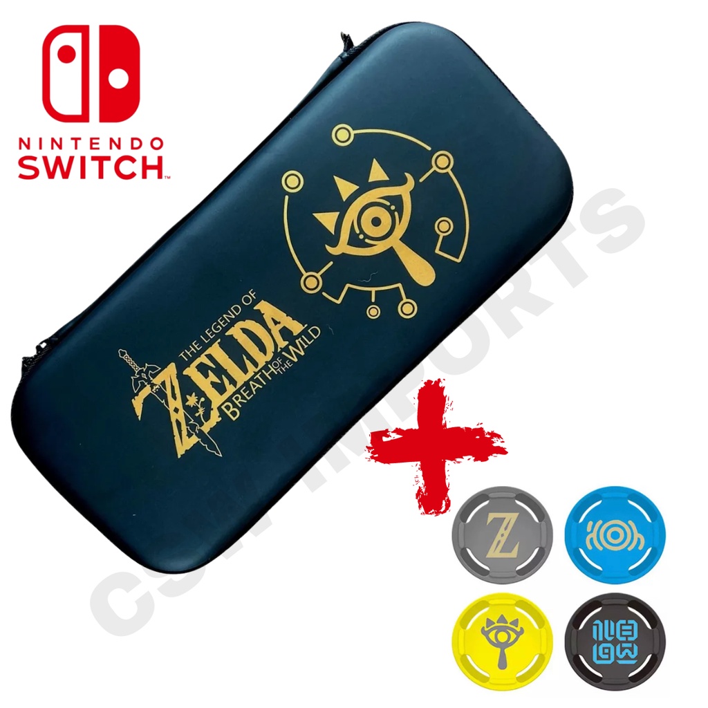 Case Bolsa Capa Estojo Nintendo Switch Zelda + 4 Grip Zelda